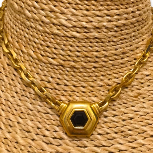 VTG Swarovski authentic ( SAL) Black crystal gold finish fancy necklace - Picture 2 of 7